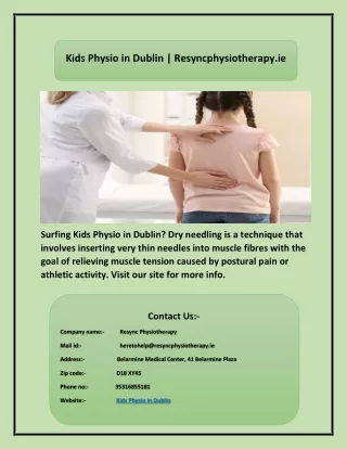 Kids Physio in Dublin | Resyncphysiotherapy.ieKids Physio in Dublin