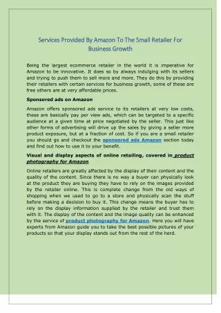 services provided by amazon to the small retailer
