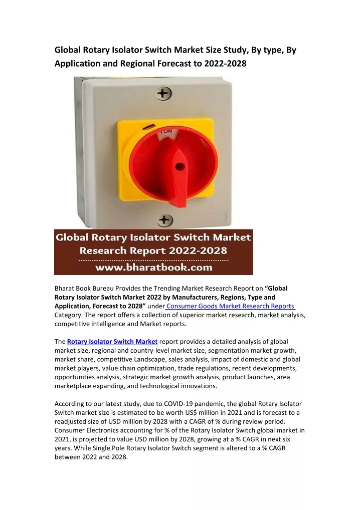 global rotary isolator switch market size study