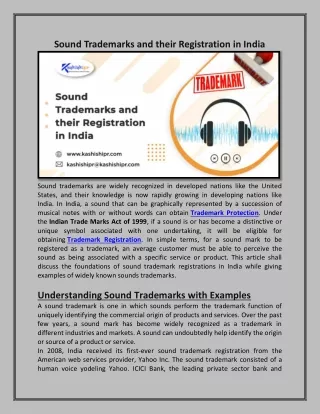 Sound Trademarks and their Registration in India
