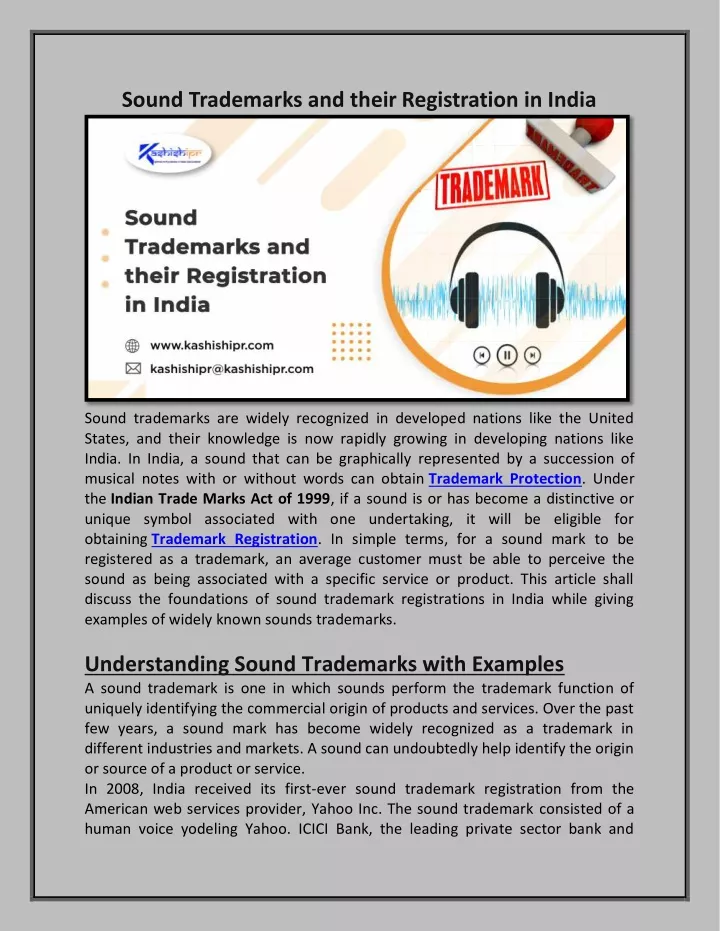 sound trademarks and their registration in india