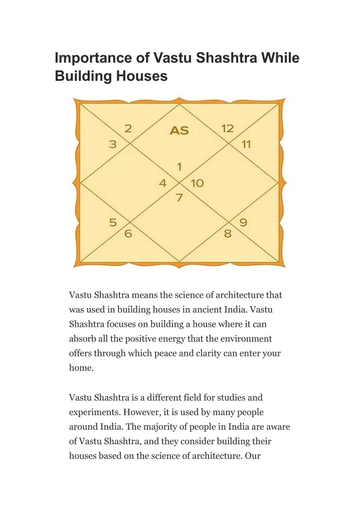 importance of vastu shashtra while building houses