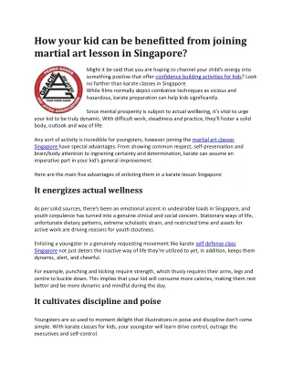 How your kid can be benefitted by joining martial art lesson in Singapore-converted