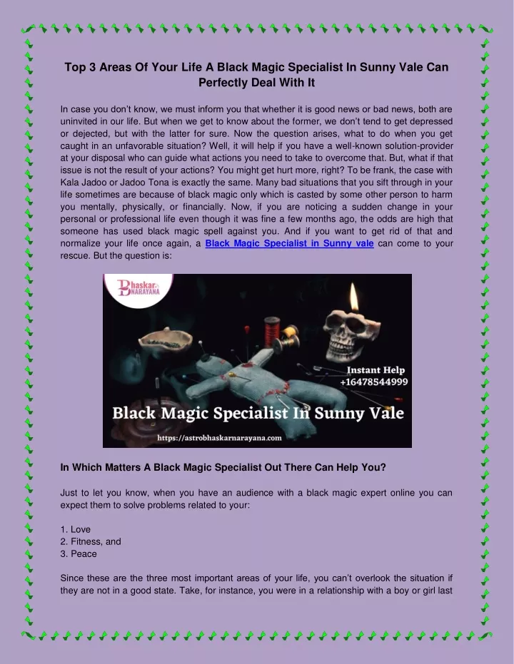 top 3 areas of your life a black magic specialist