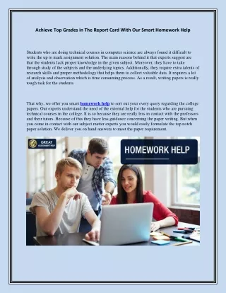 Achieve Top Grades in The Report Card With Our Smart Homework Help