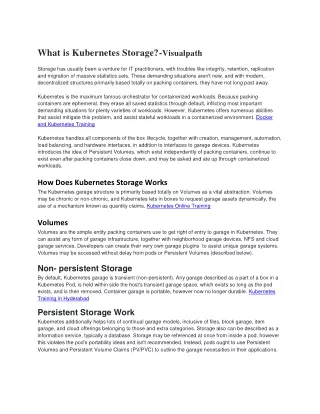 What is Kubernetes Storage