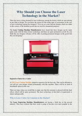 why should you choose the laser technology