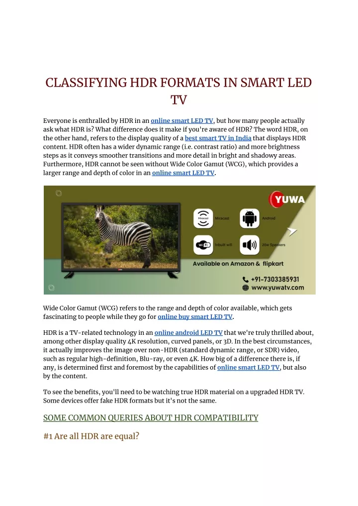 classifying hdr formats in smart led tv