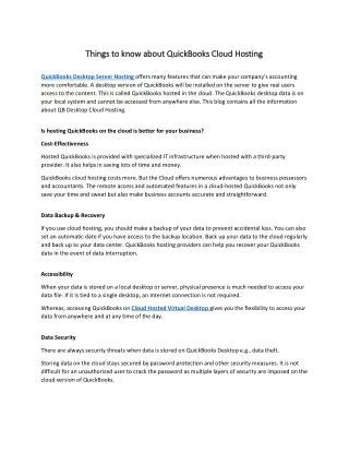 things to know about quickbooks cloud hosting