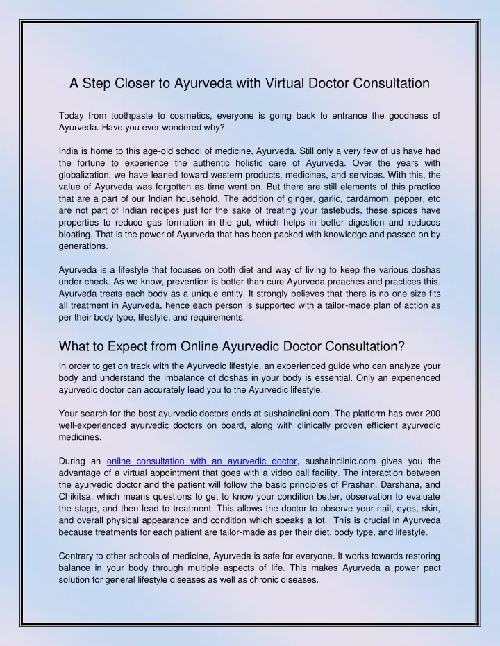 a step closer to ayurveda with virtual doctor