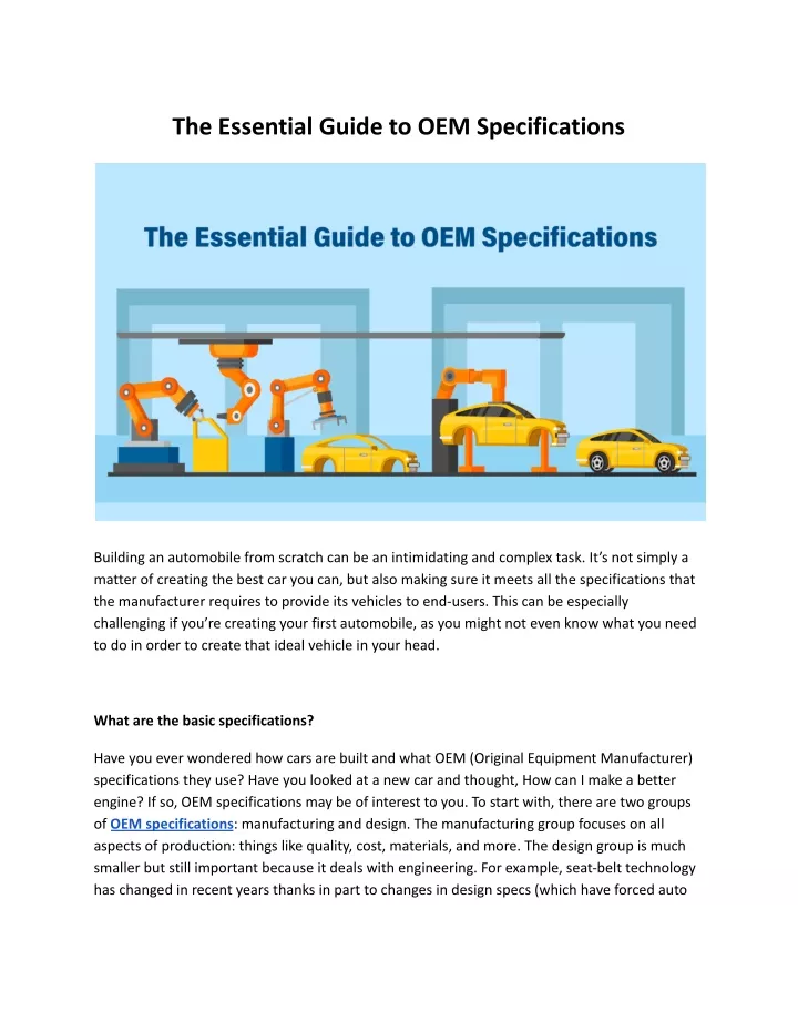 the essential guide to oem specifications