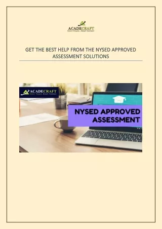 NYSED APPROVED ASSESSMENT SOLUTIONS