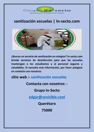 sanitización escuelas | In-secto.com