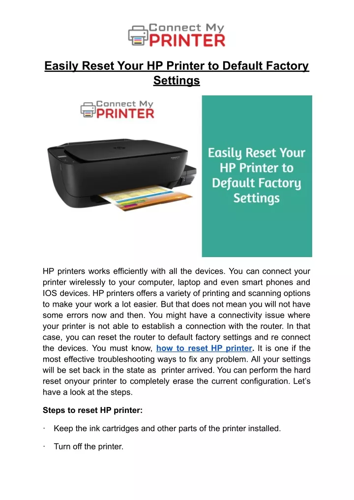 easily reset your hp printer to default factory