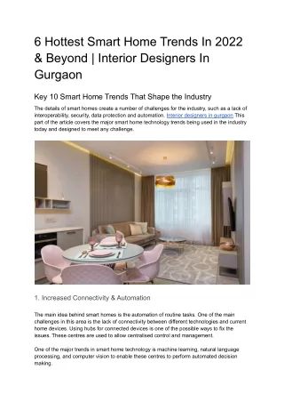 6 Hottest Smart Home Trends In 2022 & Beyond | Interior Designers In Gurgaon