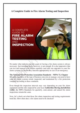 A Complete Guide to Fire Alarm Testing and Inspection