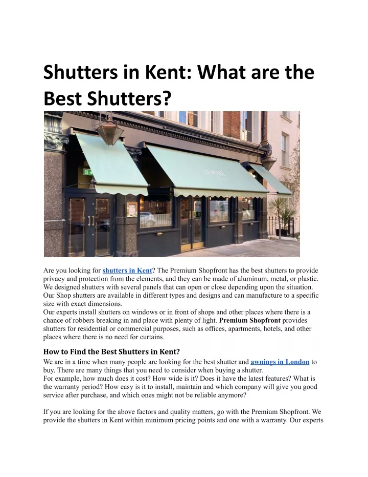 shutters in kent what are the best shutters