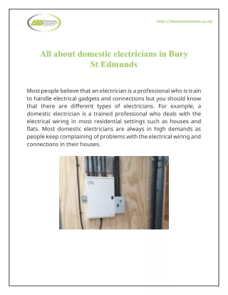 All about domestic electricians in Bury St Edmunds