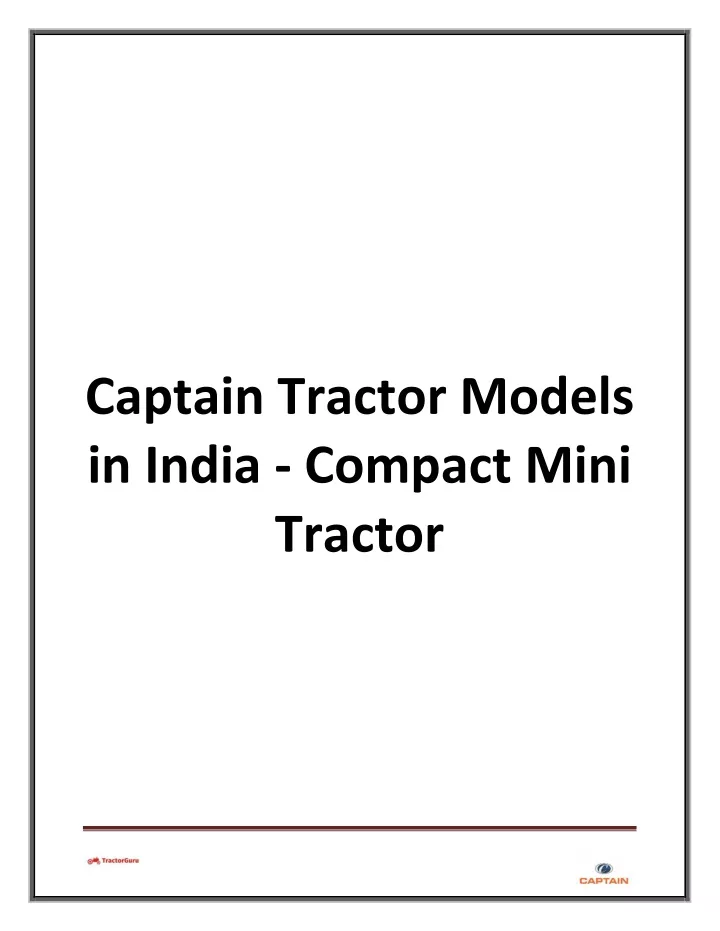 captain tractor models in india compact mini
