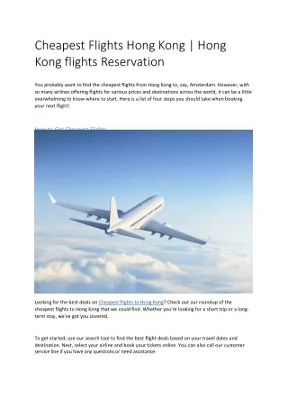 Cheapest Flights Hong Kong | Hong Kong flights Reservation‌