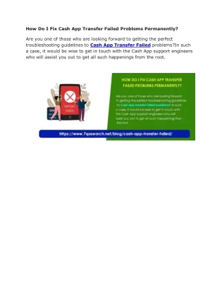how do i fix cash app transfer failed problems