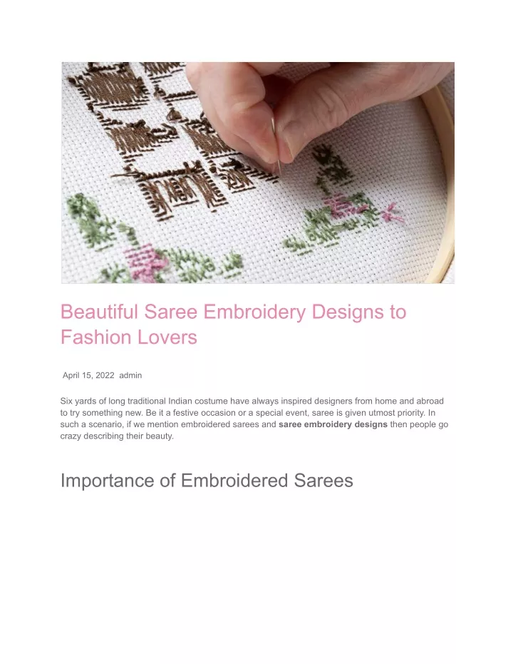 beautiful saree embroidery designs to fashion