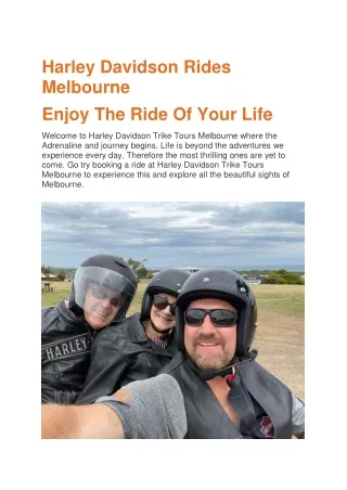 Harley Davidson Rides Melbourne