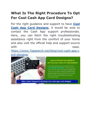 what is the right procedure to opt for cool cash