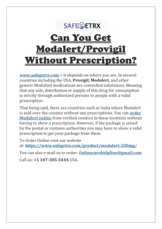 Can You Get Modalert-Provigil Without Prescription