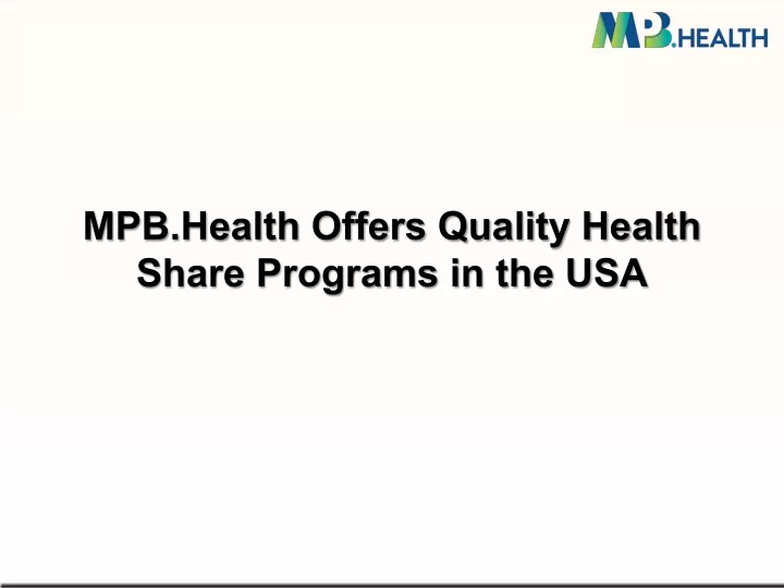 mpb health offers quality health share programs