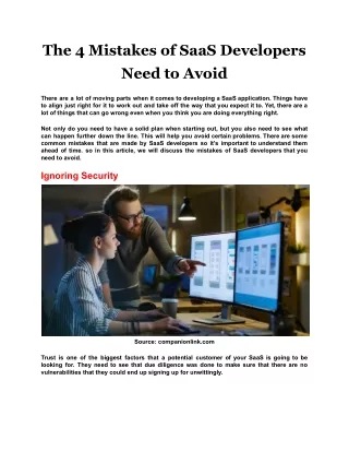 the 4 mistakes of saas developers need to avoid