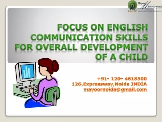 Focus on English Communication Skills for Overall Development of a Child
