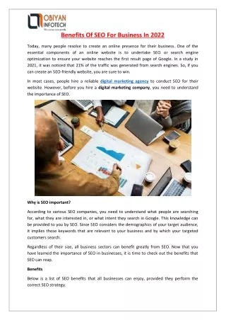 benefits of seo for business in 2022
