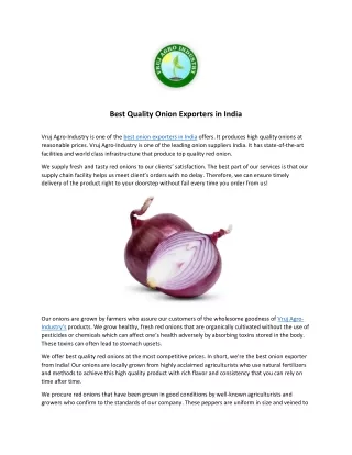 Best Quality Onion Exporters in India