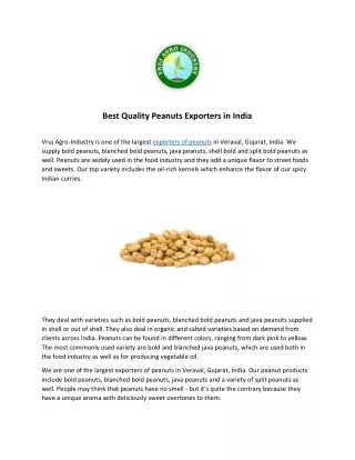 Best Quality Peanuts Exporters in India