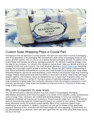 custom soap wrapping plays a crucial part