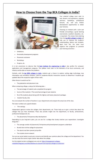 how to choose from the top bca colleges in india