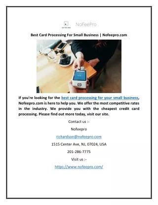 Best Card Processing For Small Business | Nofeepro.com