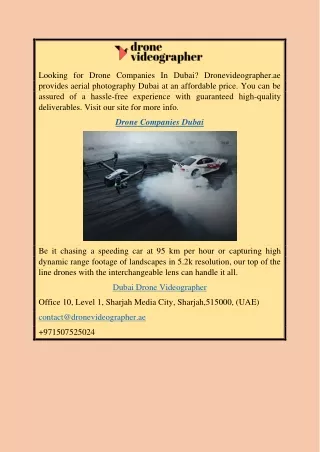 Drone Companies Dubai | Dronevideographer.ae