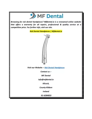 Nsk Dental Handpieces  Mfdental.ie