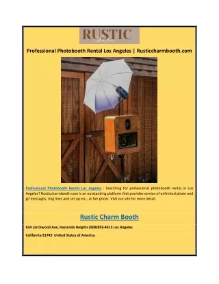 Professional Photobooth Rental Los Angeles | Rusticcharmbooth.com