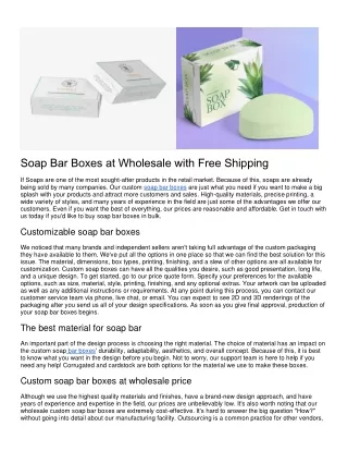 Custom Soap Bar Boxes at Wholesale with Free Shipping