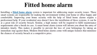 Fitted home alarm