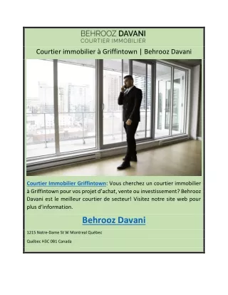 Courtier immobilier à Griffintown | Behrooz Davani