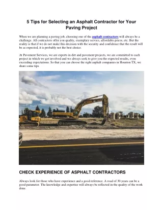 5 tips for selecting an asphalt contractor