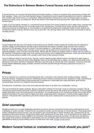 The Distinctions In Between Modern Funeral Residences and Crematoriums