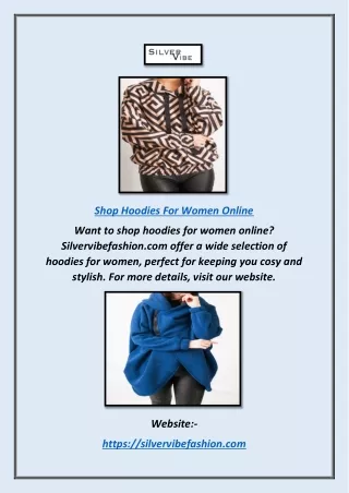 Shop Hoodies for Women Online | Silvervibefashion.com