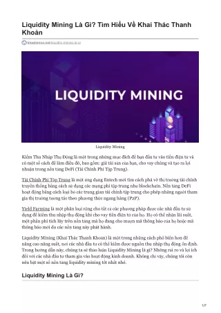 Liquidity Mining Là Gì? Tìm Hiểu Về Khai Thác Thanh Khoản