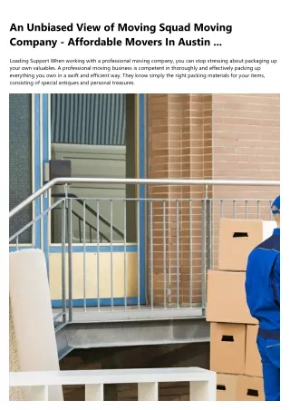 an unbiased view of moving squad moving company