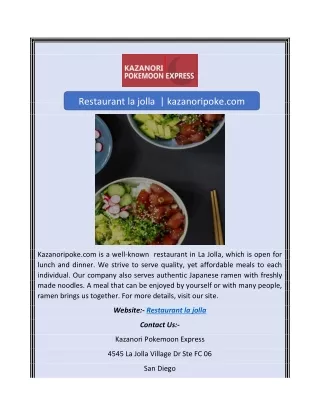Restaurant la jolla  | kazanoripoke.com